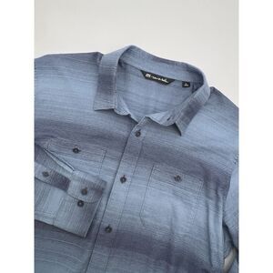 Travis Mathew Shirt Mens Large Blue Striped Cloud Flannel Golf‎ Outdoors Preppy